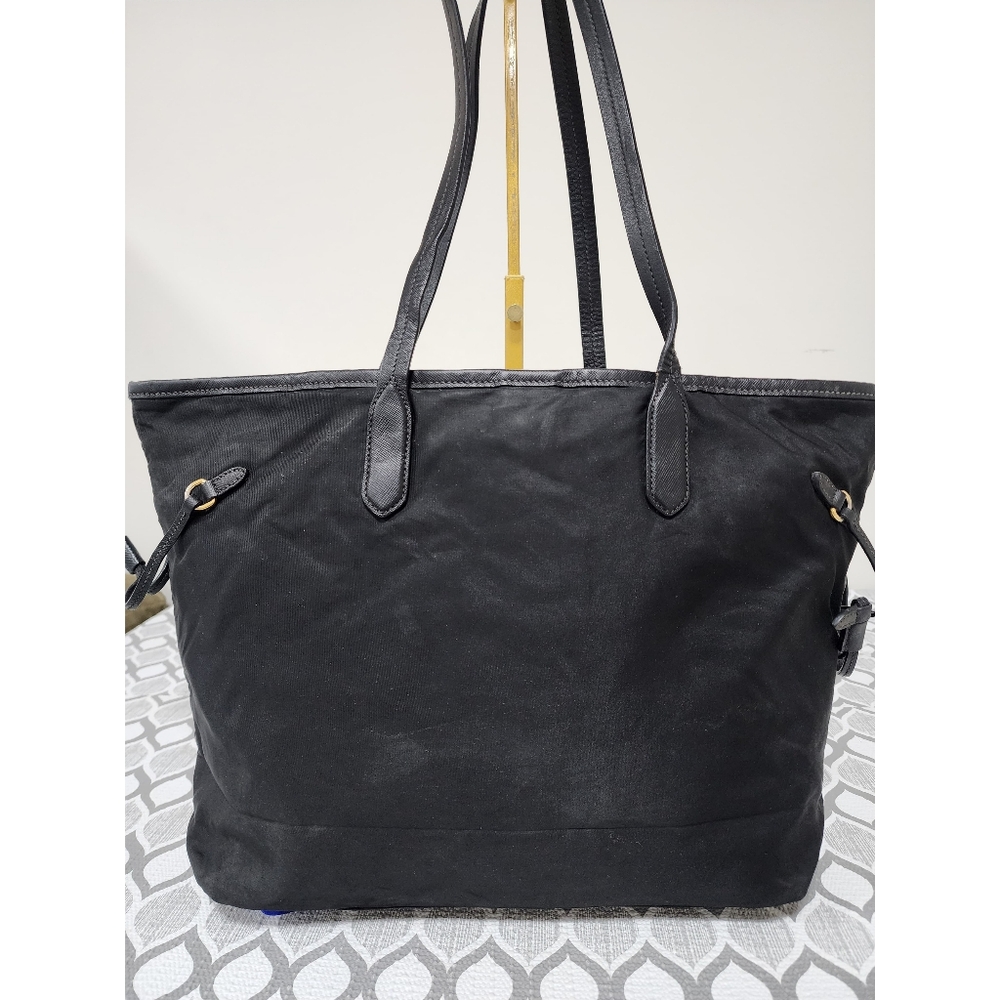 Prada Saffiano Trimmed Tessuto Tote Bag Black - Picture 3 of 14